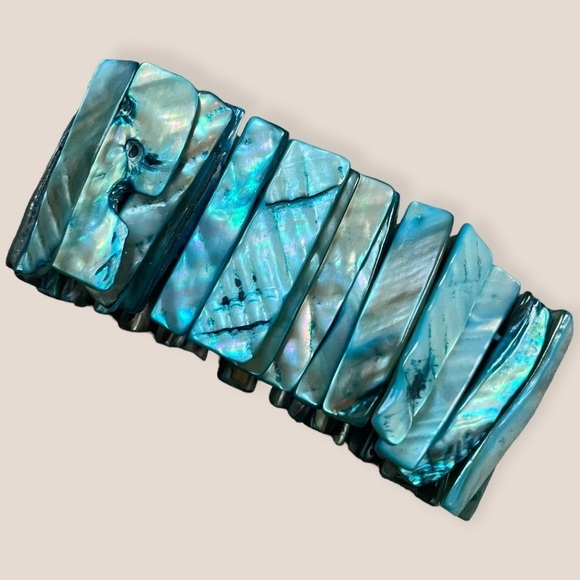 Vintage Turquoise Color Stone Style Bohemian Indie Western Elastic Cuff Bracelet - Picture 2 of 3